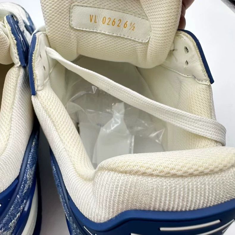 Louis Vuitton lv trainer blue denim sneakers Size US 10 / EU 43 - 6 Thumbnail