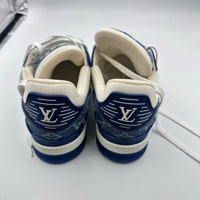 Louis Vuitton lv trainer blue denim sneakers Size US 10 / EU 43 - 5 Thumbnail
