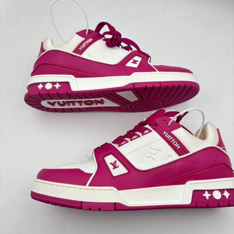 Louis Vuitton LV trainer white purple sneakers Size US 10 / EU 43 - 2 Thumbnail