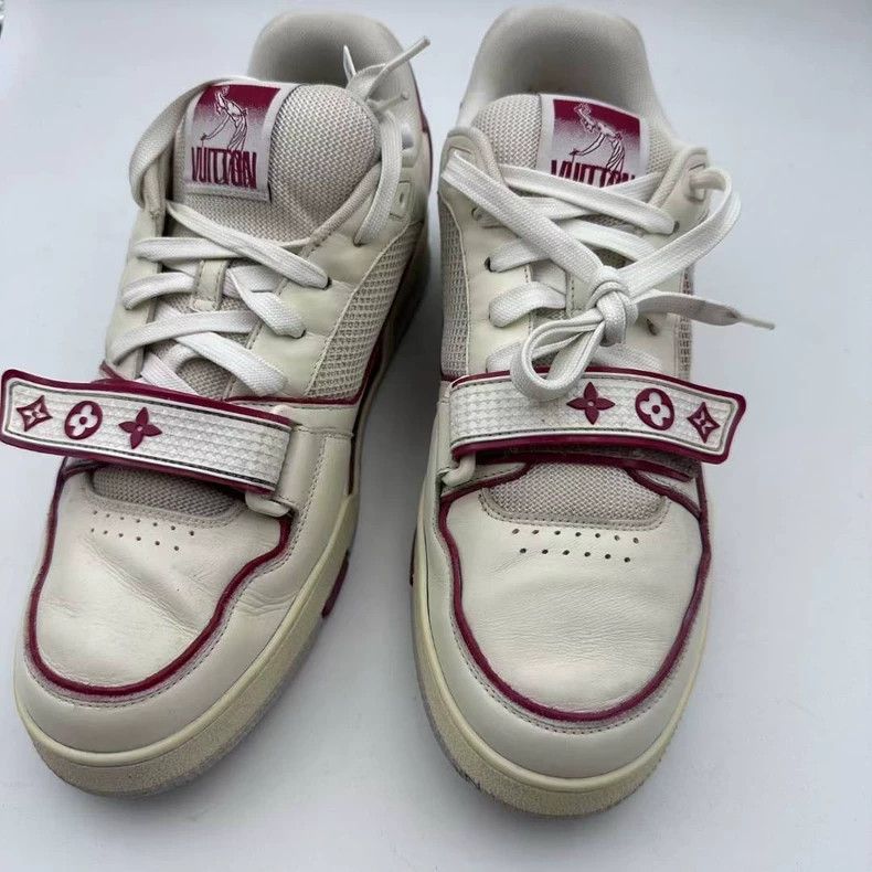 Louis Vuitton lv trainer white red sneakers Size US 10 / EU 43 - 4 Thumbnail