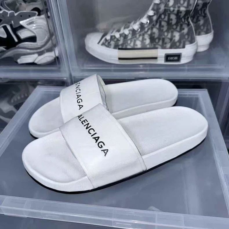 Balenciaga balenciaga white leather slides Size US 10 / EU 43 - 3 Thumbnail