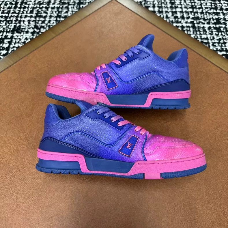 Louis Vuitton lv trainer pink purple sneakers Size US 10 / EU 43 - 4 Thumbnail
