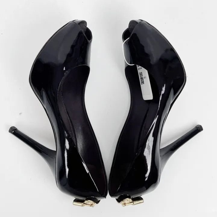 Louis Vuitton Louis Vuitton Black Patent Leather Peep-Toe Heels 0079 Size US 6 / IT 36 - 7 Thumbnail
