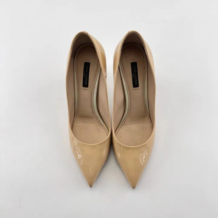Louis Vuitton Louis Vuitton Beige Patent Leather High Heels 0079 Size US 7 / IT 37 - 2 Thumbnail
