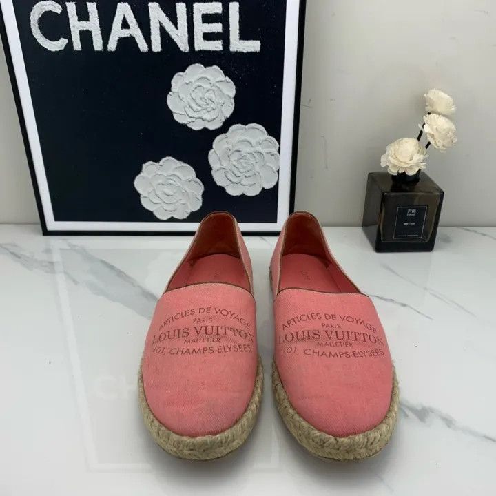 Louis Vuitton Louis Vuitton Pink Logo Fisherman Slip-Ons 0079 Size US 7 / IT 37 - 2 Thumbnail