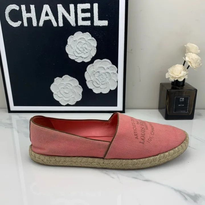 Louis Vuitton Louis Vuitton Pink Logo Fisherman Slip-Ons 0079 Size US 7 / IT 37 - 8 Thumbnail