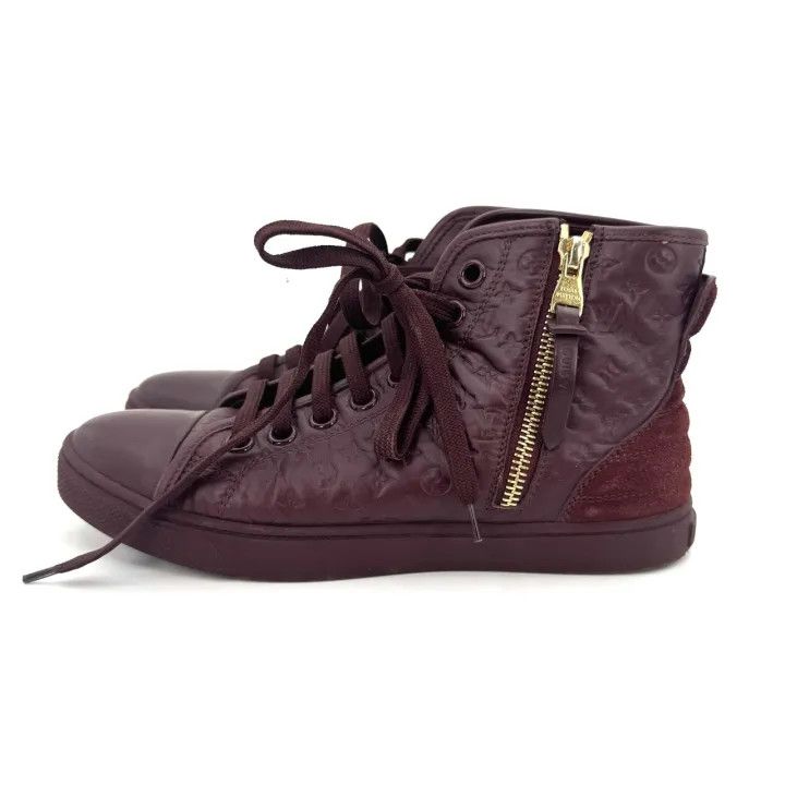 Louis Vuitton Louis Vuitton Burgundy High-Top Sneakers for Women 0079 Size US 6 / IT 36 - 7 Thumbnail
