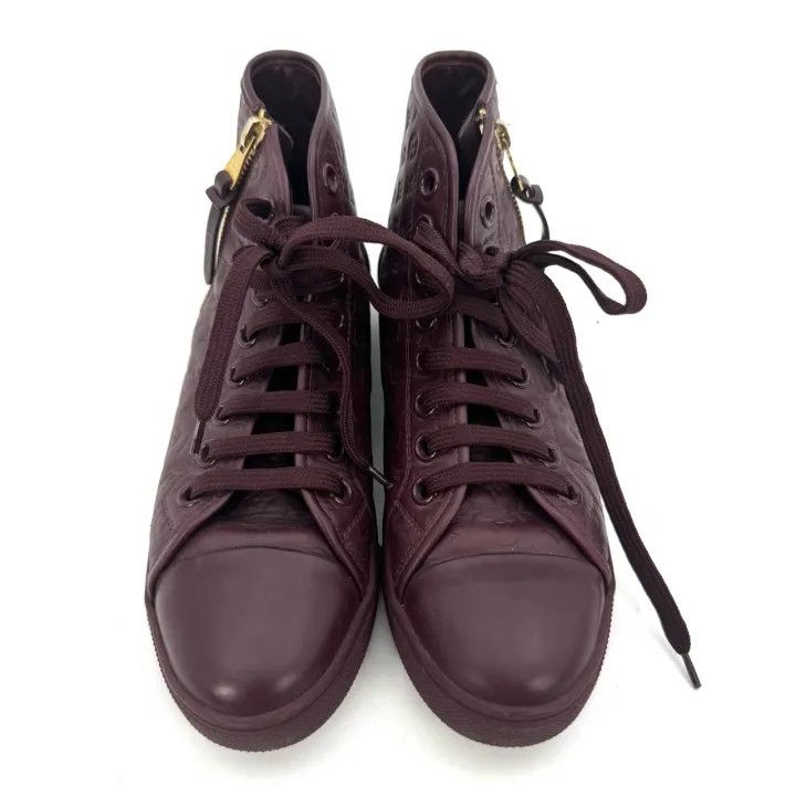 Louis Vuitton Louis Vuitton Burgundy High-Top Sneakers for Women 0079 Size US 6 / IT 36 - 2 Thumbnail