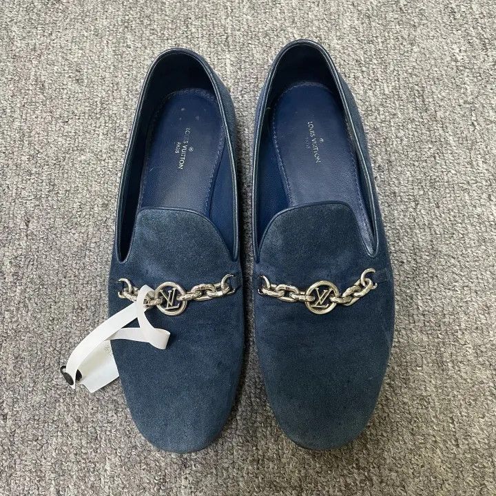 Louis Vuitton Louis Vuitton Blue Loafers for Women 0079 Size US 7 / IT 37 - 2 Thumbnail