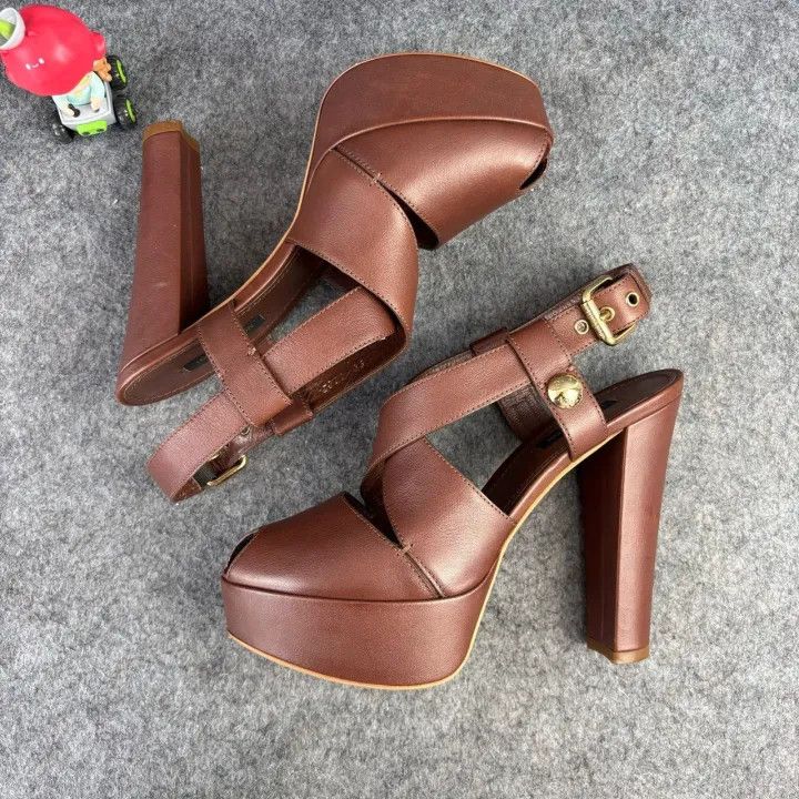 Louis Vuitton Louis Vuitton Brown Peep-Toe High Heels 0079 Size US 7 / IT 37 - 4 Thumbnail
