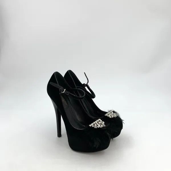 Louis Vuitton Louis Vuitton Black Crystal Platform Heels 0079 Size US 6 / IT 36 - 2 Thumbnail