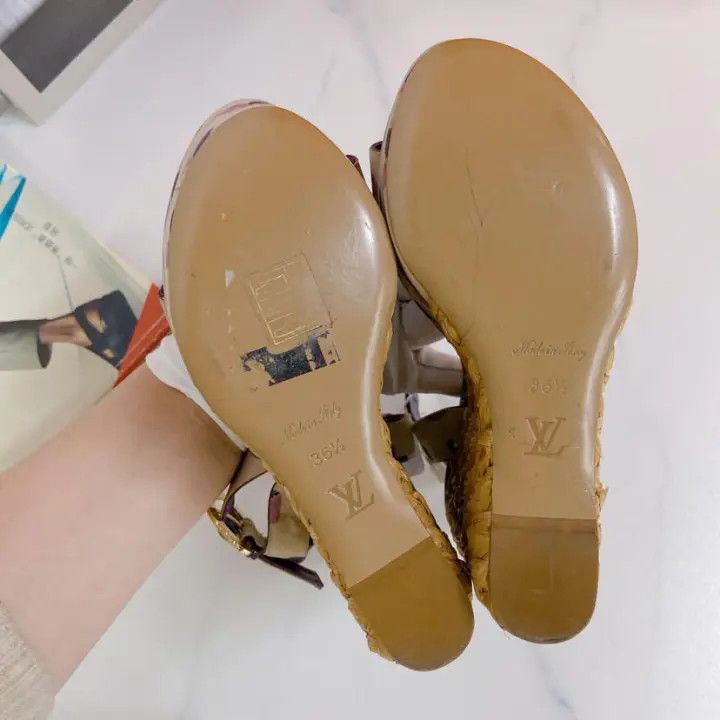 Louis Vuitton Louis Vuitton Purple Heeled Wedge Sandals 0079 Size US 6 / IT 36 - 4 Thumbnail