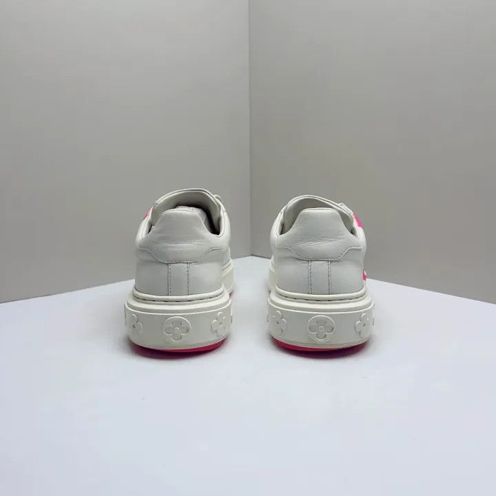 Louis Vuitton Louis Vuitton Time Out Leather Sneakers in White/Pink 0079 Size US 6 / IT 36 - 3 Thumbnail