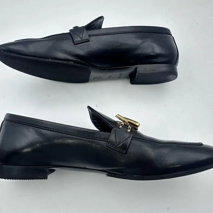 Louis Vuitton Louis Vuitton Black Leather Flat Slip-On Shoes 0079 Size US 6 / IT 36 - 3 Thumbnail