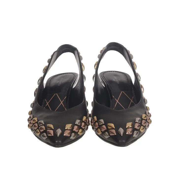Louis Vuitton Louis Vuitton Black Pointed Toe Heels with Diamond Design 0079 Size US 8 / IT 38 - 2 Thumbnail