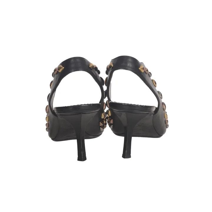 Louis Vuitton Louis Vuitton Black Pointed Toe Heels with Diamond Design 0079 Size US 8 / IT 38 - 4 Thumbnail