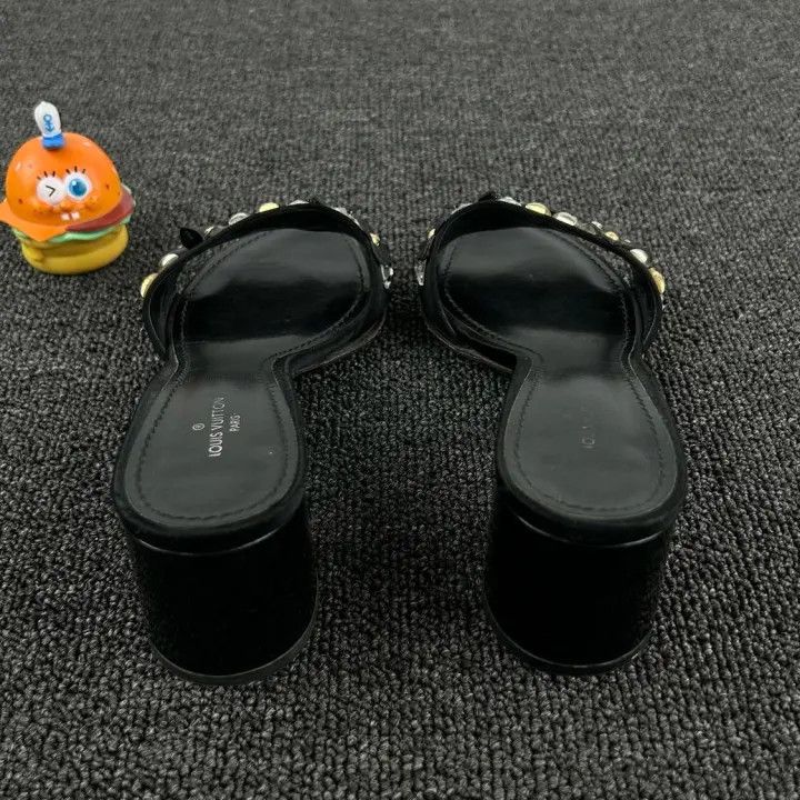 Louis Vuitton Louis Vuitton Black Embellished Heeled Mules 0079 Size US 6 / IT 36 - 5 Thumbnail
