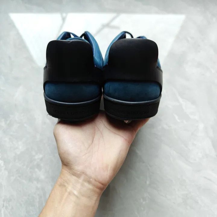 Louis Vuitton Louis Vuitton Blue Leather Casual Sneakers for Women 0079 Size US 8 / IT 38 - 3 Thumbnail