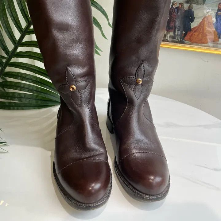 Louis Vuitton Louis Vuitton Leather Mid-Calf Boots in Dark Brown 0079 Size US 6 / IT 36 - 2 Thumbnail