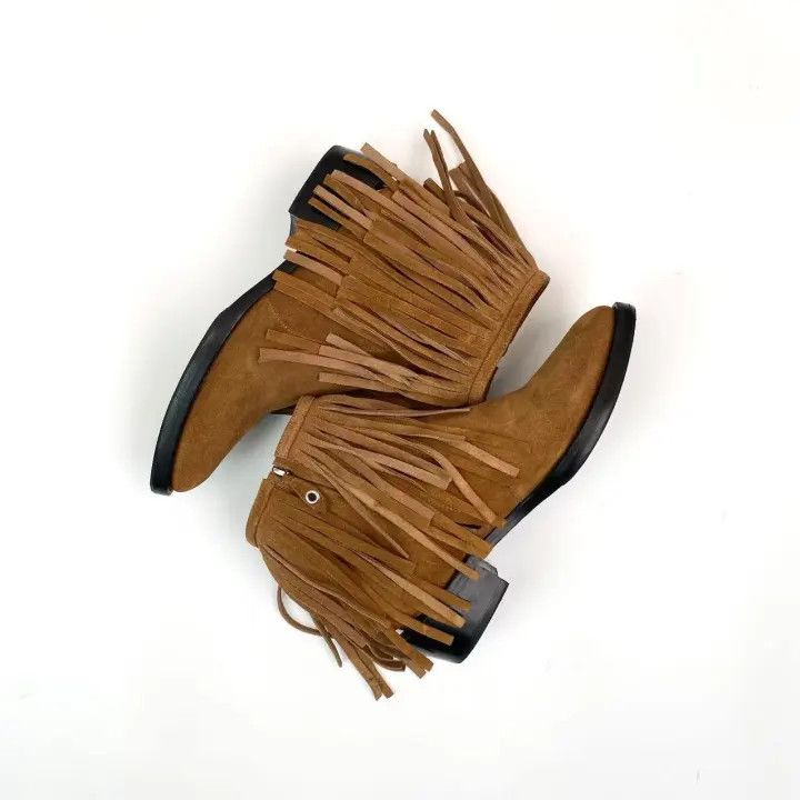 Louis Vuitton Louis Vuitton Fringe-Ankle Booties in Brown 0079 Size US 7 / IT 37 - 3 Thumbnail
