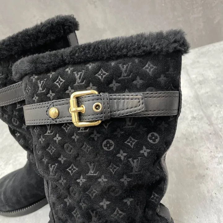 Louis Vuitton Louis Vuitton Black Wool Logo Snow Boots 0079 Size US 6 / IT 36 - 11 Thumbnail