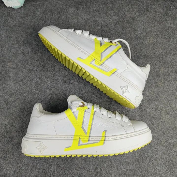 Louis Vuitton Louis Vuitton Time Out White and Yellow Sneakers 0079 Size US 6 / IT 36 - 7 Thumbnail
