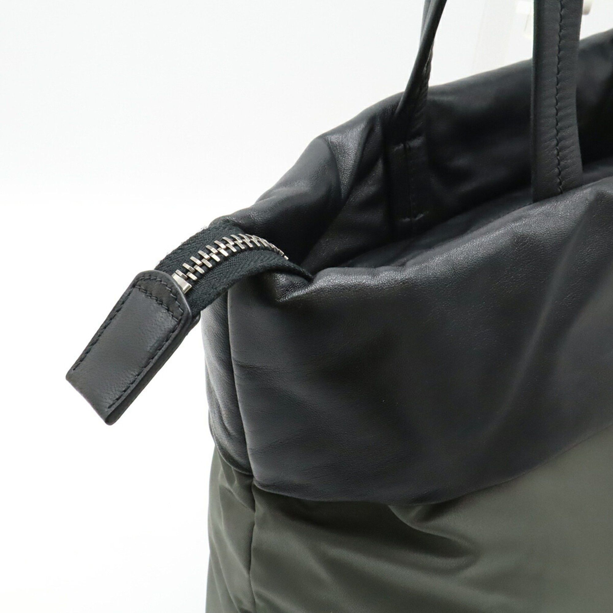 Prada Prada Tote Bag Shoulder Nylon Nappa Leather Bicolor NERO Black Grey Purchased at Duty Free Shop 1BG047 Size ONE SIZE - 8 Thumbnail