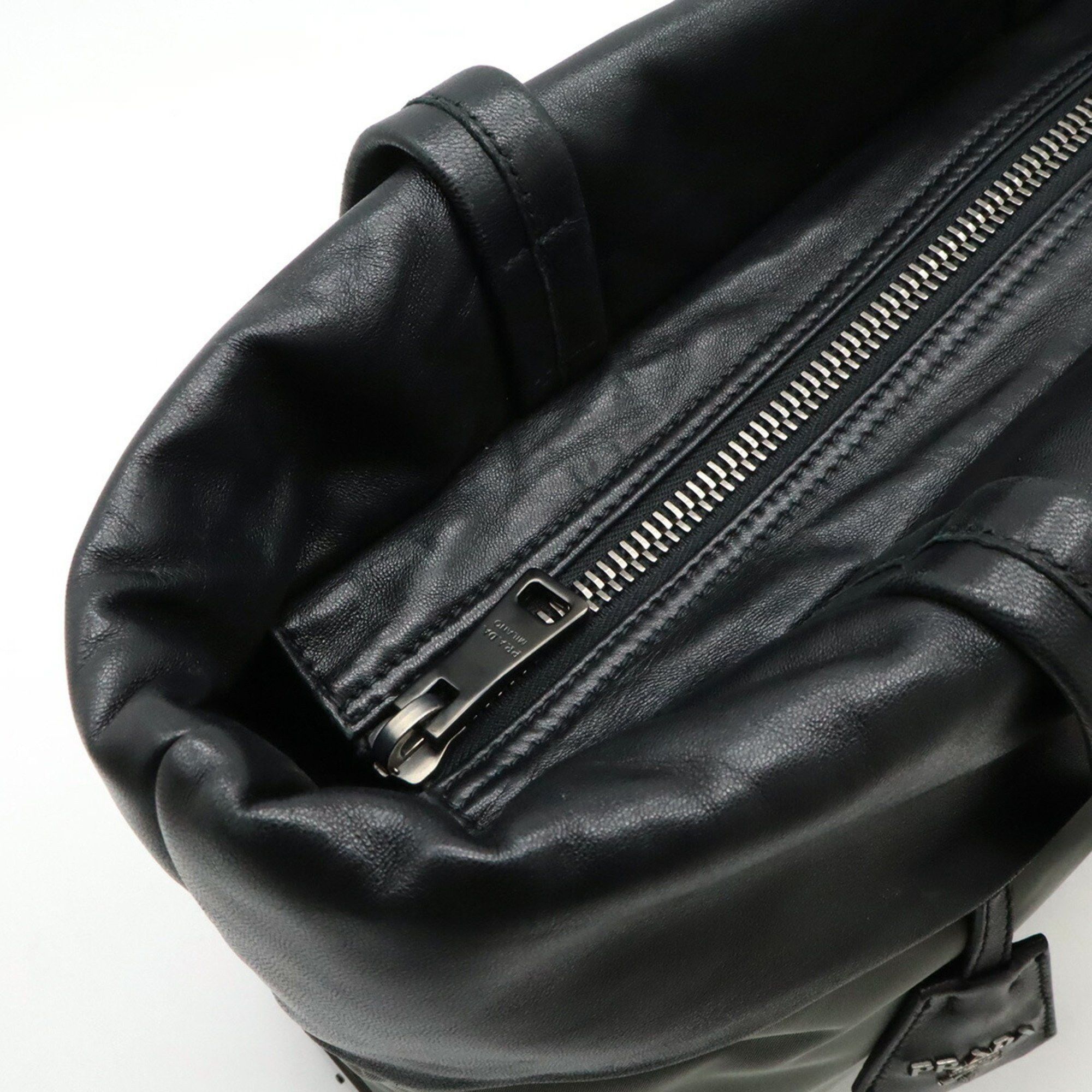 Prada Prada Tote Bag Shoulder Nylon Nappa Leather Bicolor NERO Black Grey Purchased at Duty Free Shop 1BG047 Size ONE SIZE - 6 Thumbnail