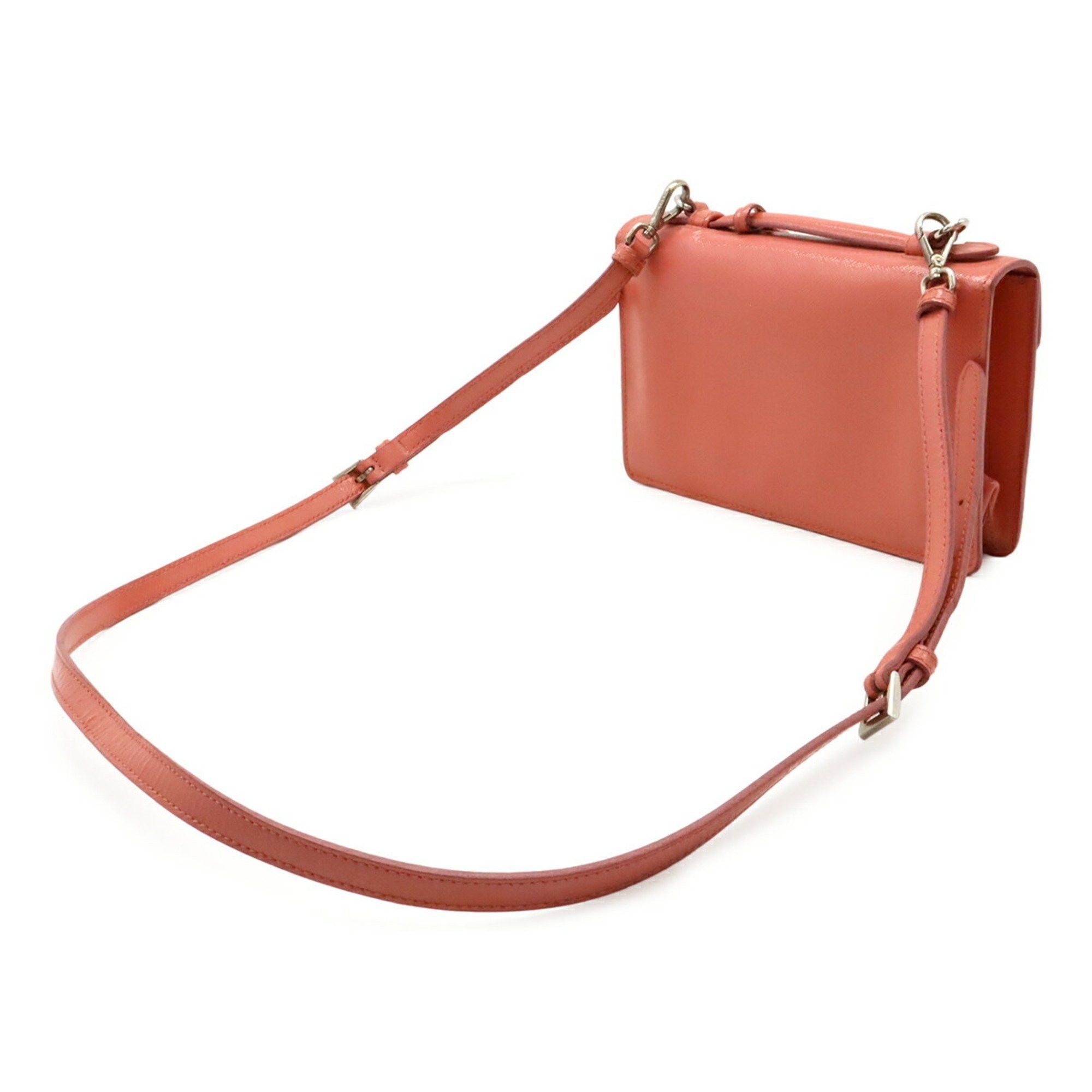 Prada PRADA Saffiano Bernic Handbag Shoulder Bag Pochette Patent Leather Pink BT0960 Size ONE SIZE - 3 Thumbnail