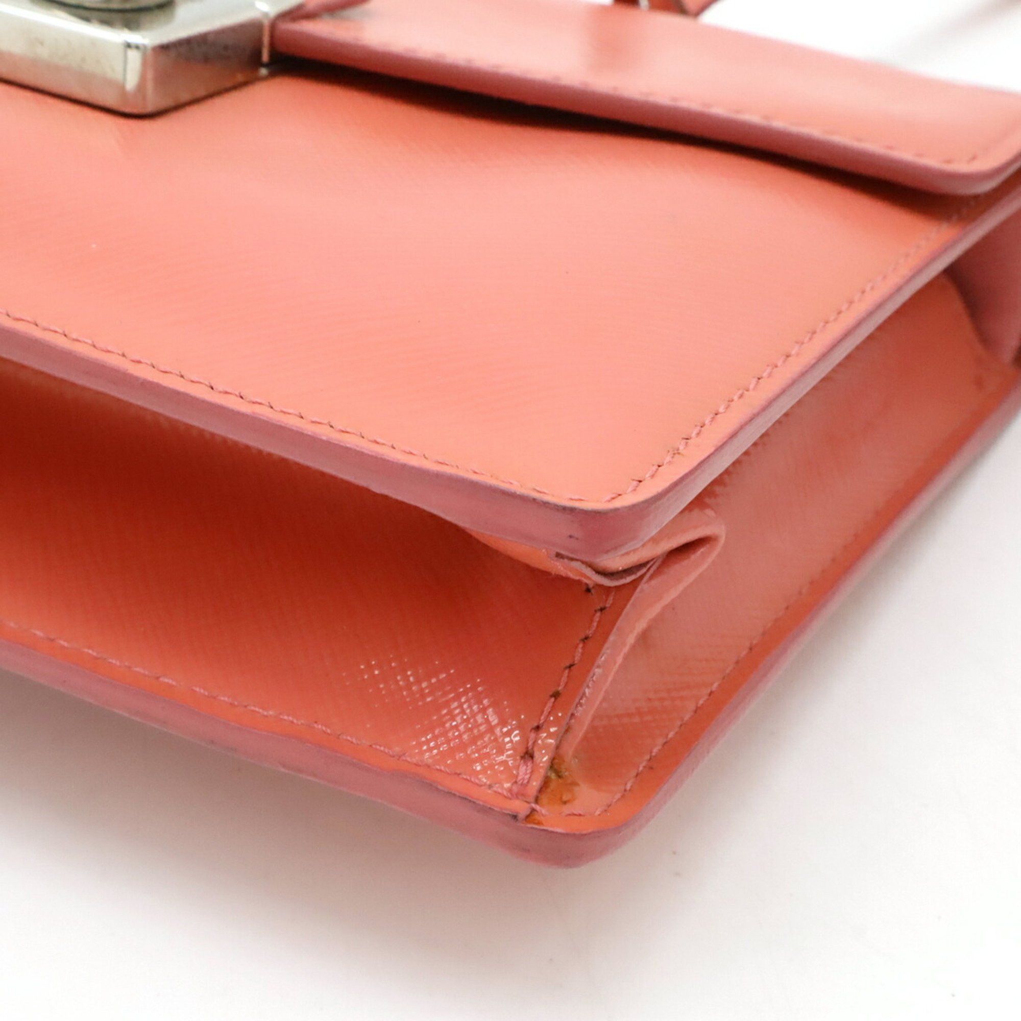 Prada PRADA Saffiano Bernic Handbag Shoulder Bag Pochette Patent Leather Pink BT0960 Size ONE SIZE - 4 Thumbnail