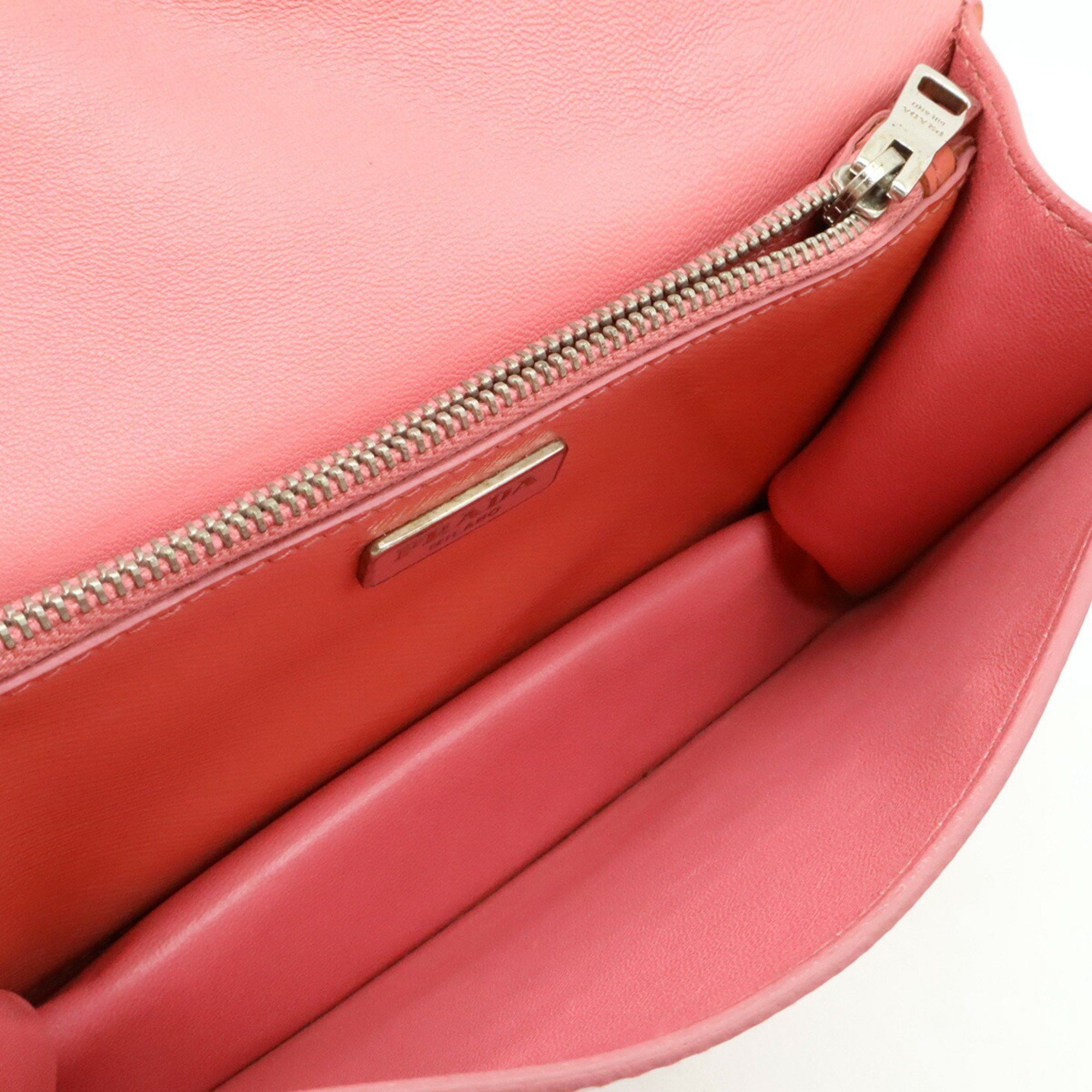 Prada PRADA Saffiano Bernic Handbag Shoulder Bag Pochette Patent Leather Pink BT0960 Size ONE SIZE - 9 Thumbnail