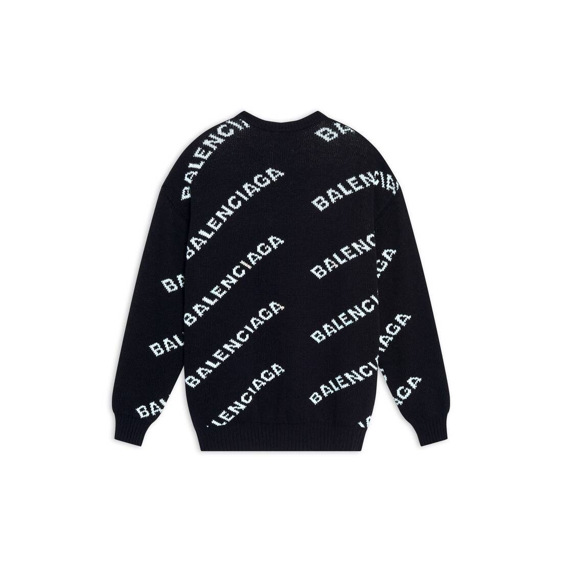 Balenciaga men's allover logo sweater in black Size US M / EU 48-50 / 2 - 2 Thumbnail