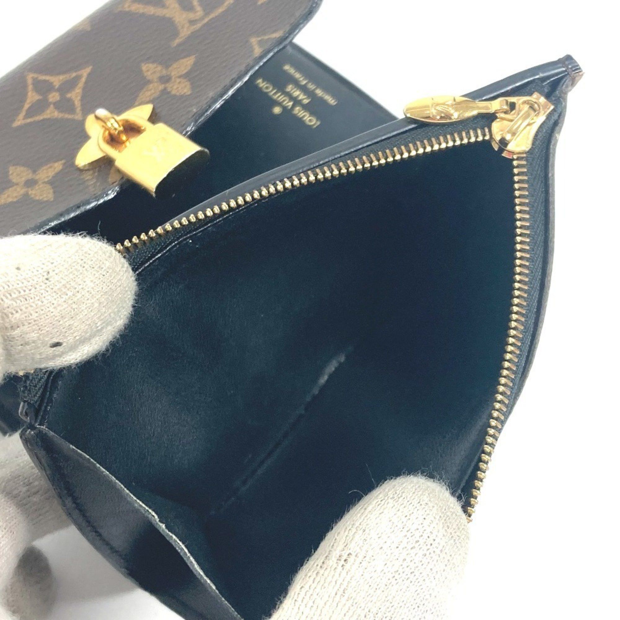 Louis Vuitton LOUIS VUITTON M62578 Monogram Portefeuille Flower Compact Wallet Tri-fold Canvas Women's Brown Size ONE SIZE - 3 Thumbnail