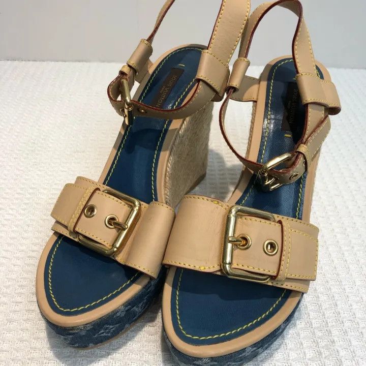 Louis Vuitton Louis Vuitton Classic Monogram Wedge Sandals 0079 Size US 8 / IT 38 - 11 Thumbnail