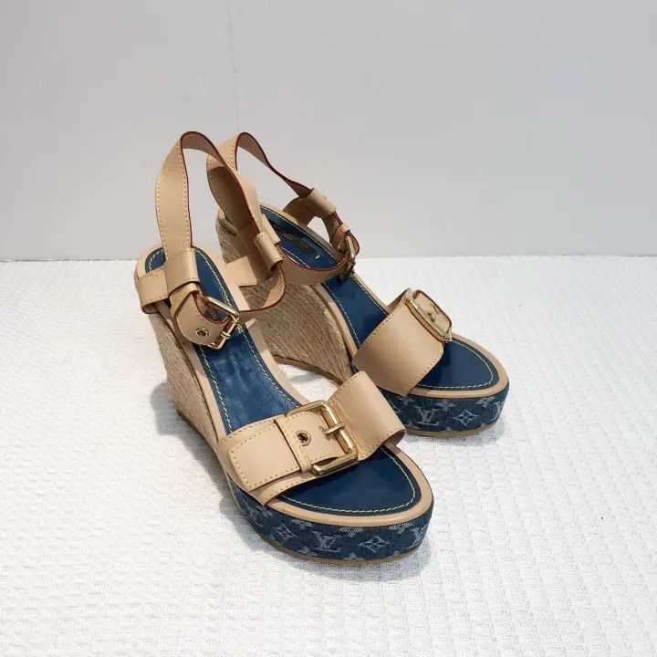 Louis Vuitton Louis Vuitton Classic Monogram Wedge Sandals 0079 Size US 8 / IT 38 - 10 Thumbnail