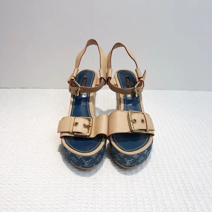 Louis Vuitton Louis Vuitton Classic Monogram Wedge Sandals 0079 Size US 8 / IT 38 - 6 Thumbnail
