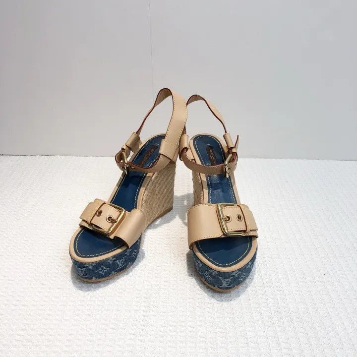 Louis Vuitton Louis Vuitton Classic Monogram Wedge Sandals 0079 Size US 8 / IT 38 - 7 Thumbnail