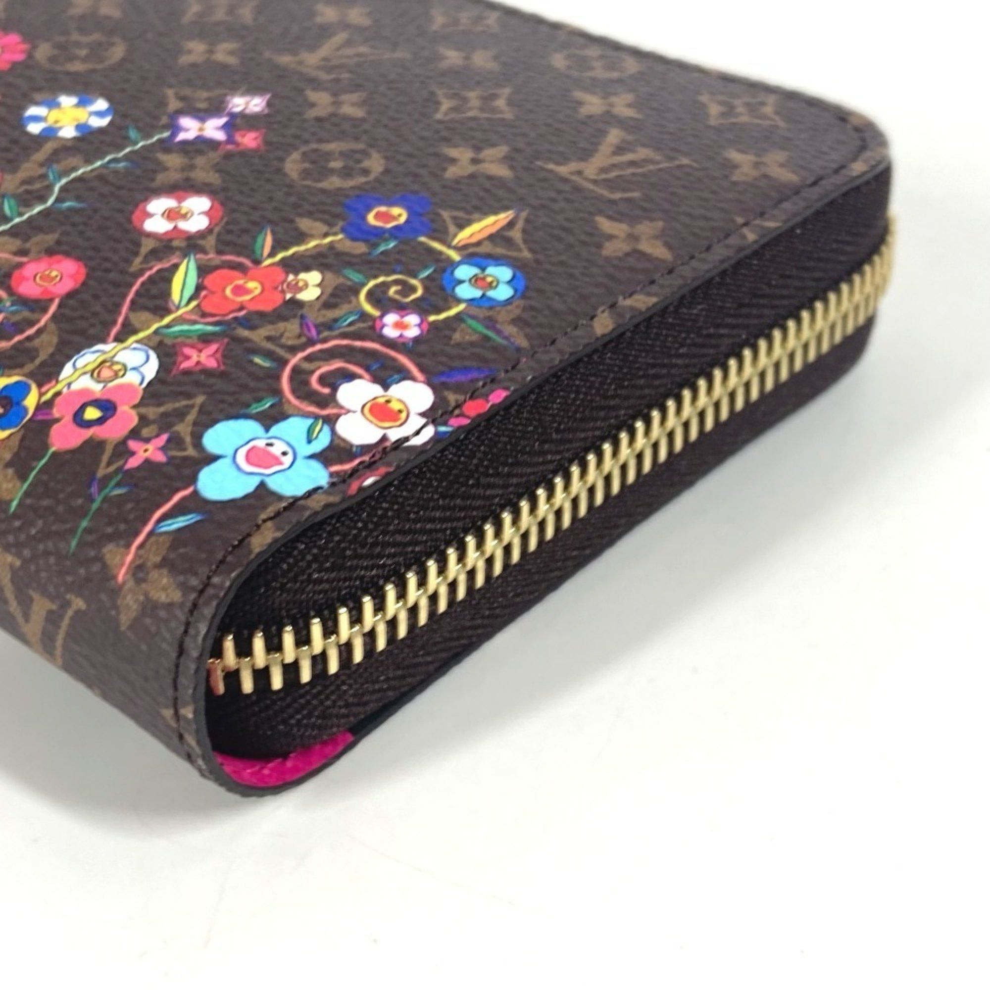 Louis Vuitton LOUIS VUITTON M14162 Japan Limited LV x TM Zippy Wallet Monogram Takashi Murakami Round Zipper Long Canvas Men's Women's Brown Like New Size ONE SIZE - 4 Thumbnail