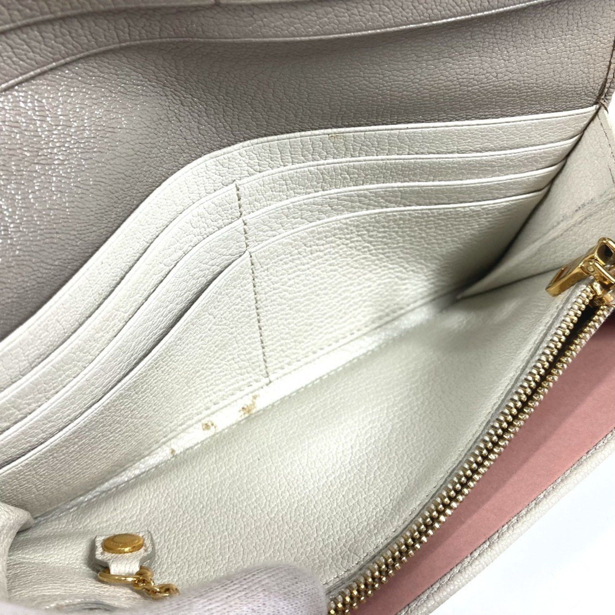 Miu Miu Miu Miu miu 5MH109 Pass case with business card holder and Madras long wallet Ribbon Long Leather Women's Gray Size ONE SIZE - 12 Thumbnail