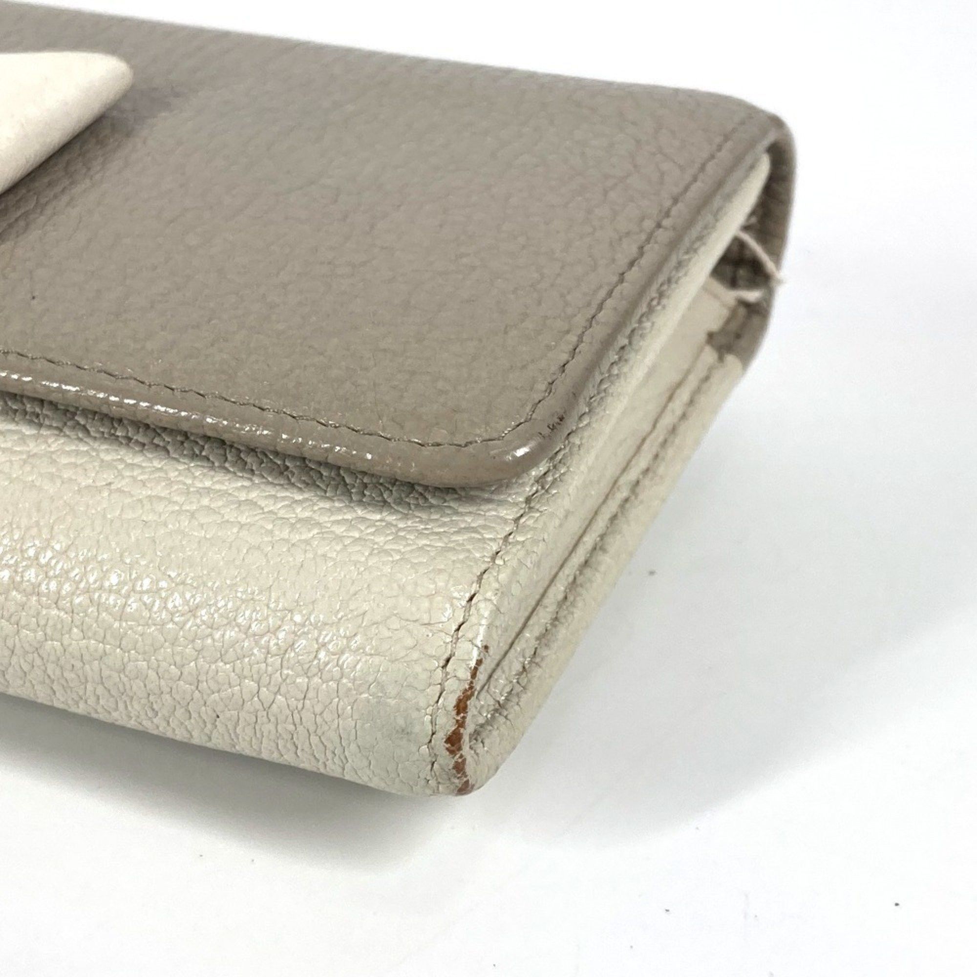 Miu Miu Miu Miu miu 5MH109 Pass case with business card holder and Madras long wallet Ribbon Long Leather Women's Gray Size ONE SIZE - 5 Thumbnail