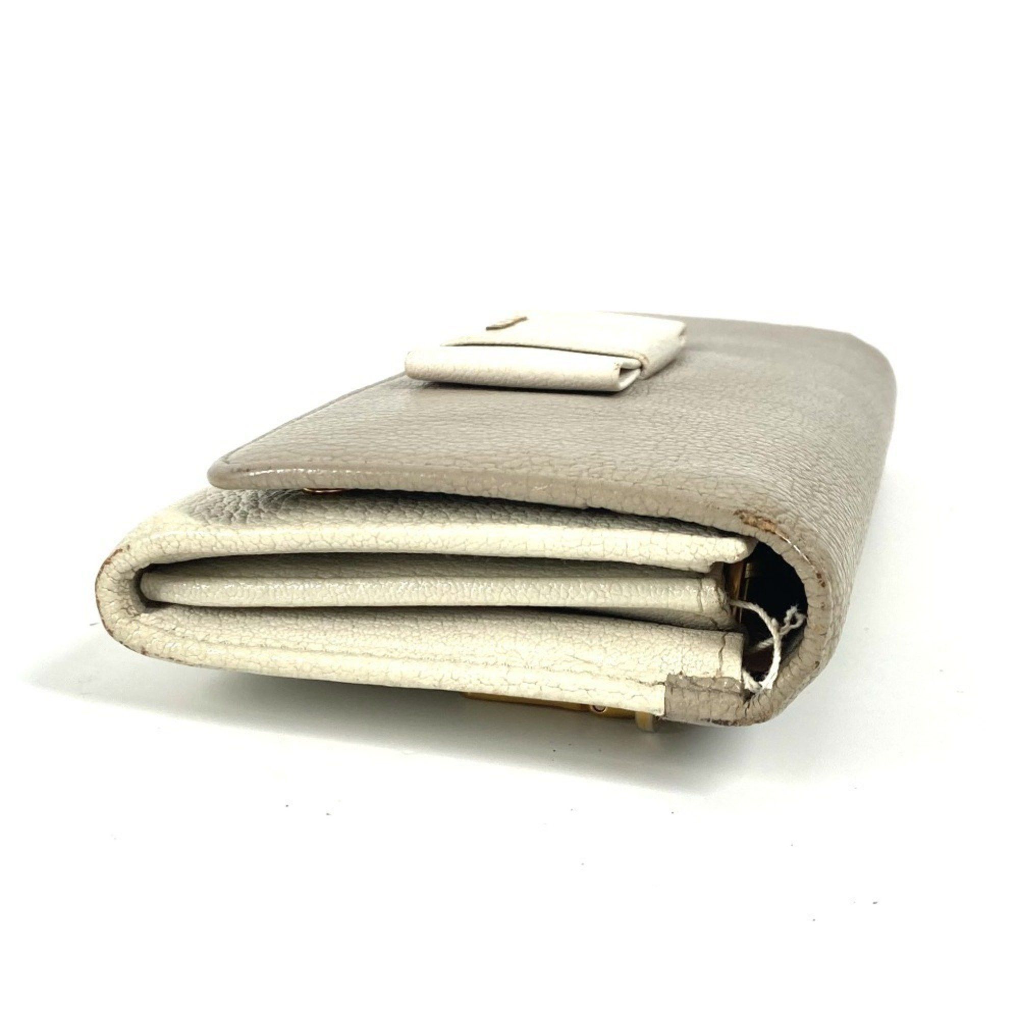 Miu Miu Miu Miu miu 5MH109 Pass case with business card holder and Madras long wallet Ribbon Long Leather Women's Gray Size ONE SIZE - 3 Thumbnail
