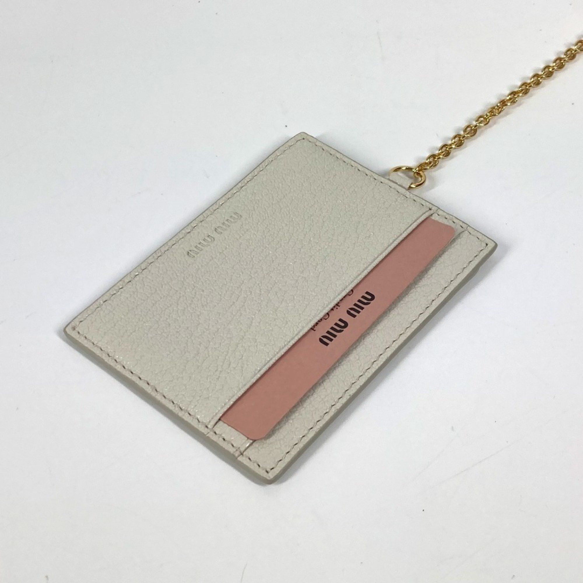 Miu Miu Miu Miu miu 5MH109 Pass case with business card holder and Madras long wallet Ribbon Long Leather Women's Gray Size ONE SIZE - 16 Thumbnail