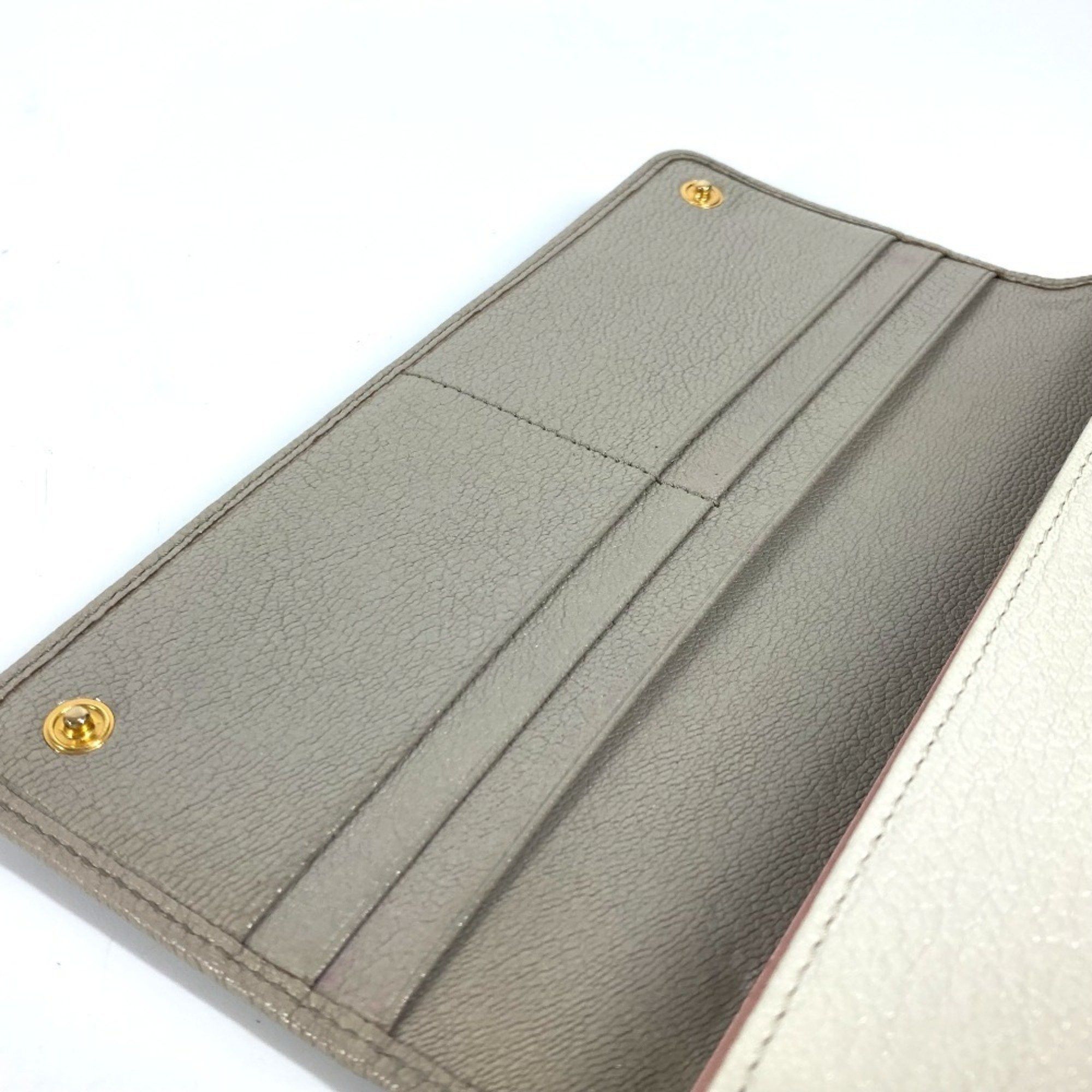 Miu Miu Miu Miu miu 5MH109 Pass case with business card holder and Madras long wallet Ribbon Long Leather Women's Gray Size ONE SIZE - 11 Thumbnail