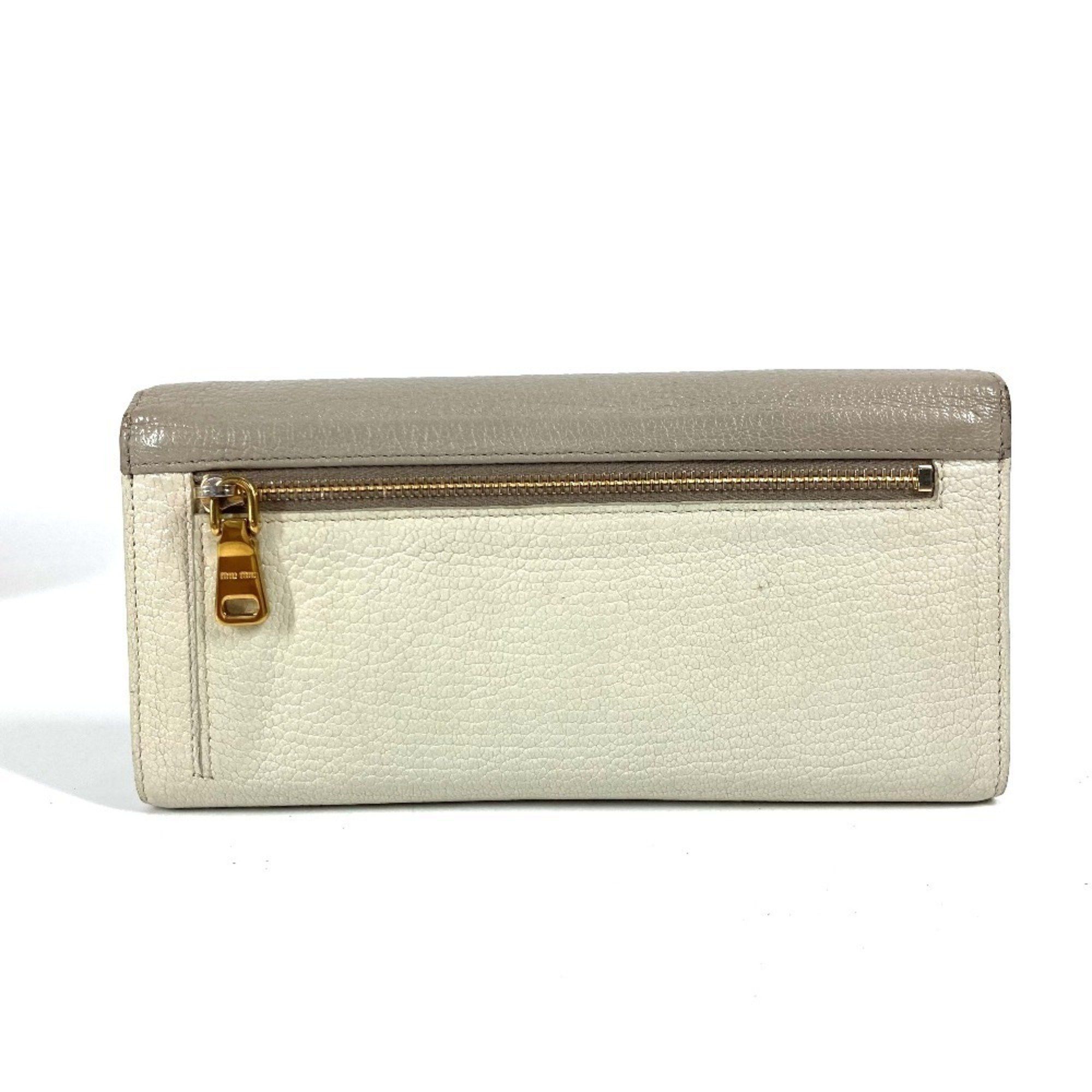Miu Miu Miu Miu miu 5MH109 Pass case with business card holder and Madras long wallet Ribbon Long Leather Women's Gray Size ONE SIZE - 2 Thumbnail