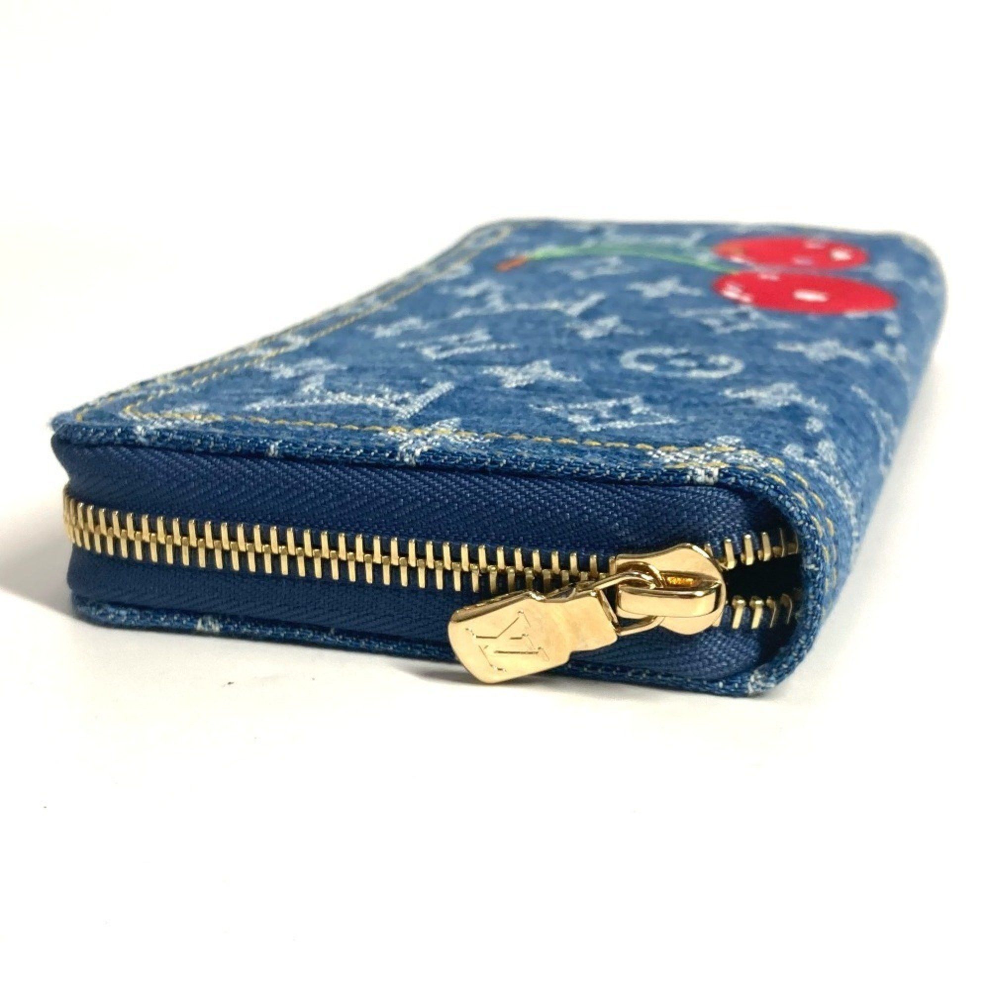 Louis Vuitton LOUIS VUITTON M23161 Takashi Murakami collaboration Monogram denim Cherry LV x TM Zippy Wallet Long wallet Round zipper Women's Blue Size ONE SIZE - 16 Thumbnail