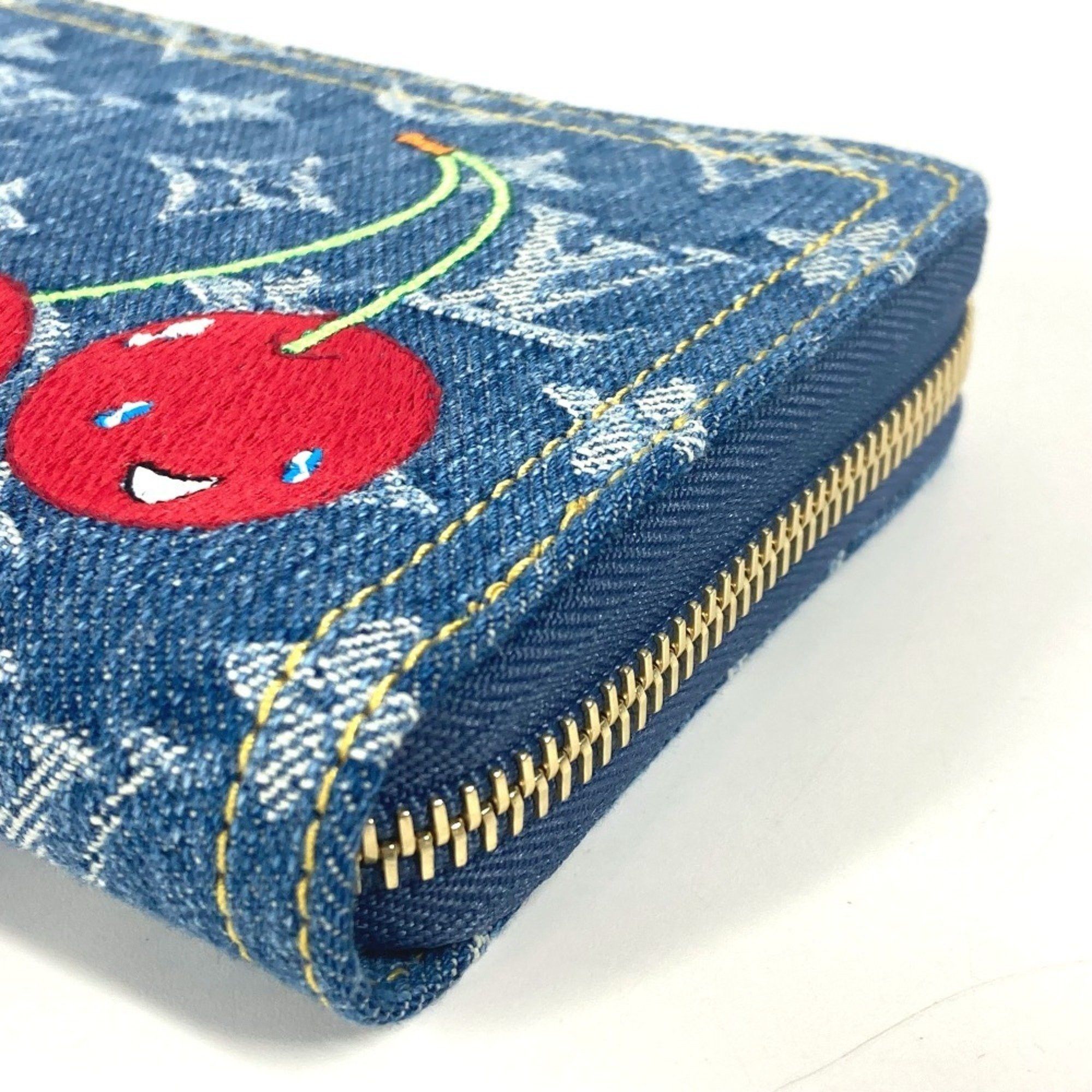 Louis Vuitton LOUIS VUITTON M23161 Takashi Murakami collaboration Monogram denim Cherry LV x TM Zippy Wallet Long wallet Round zipper Women's Blue Size ONE SIZE - 3 Thumbnail