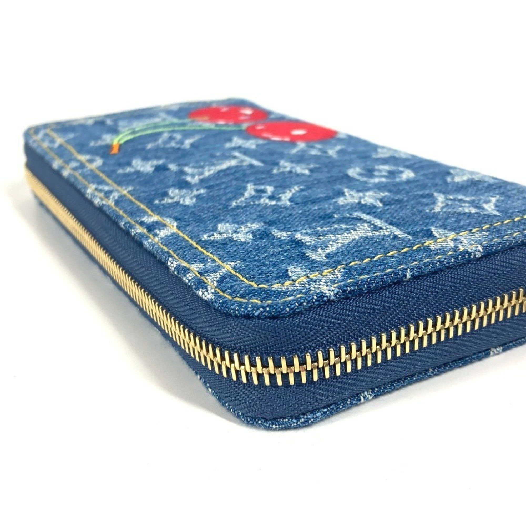 Louis Vuitton LOUIS VUITTON M23161 Takashi Murakami collaboration Monogram denim Cherry LV x TM Zippy Wallet Long wallet Round zipper Women's Blue Size ONE SIZE - 6 Thumbnail
