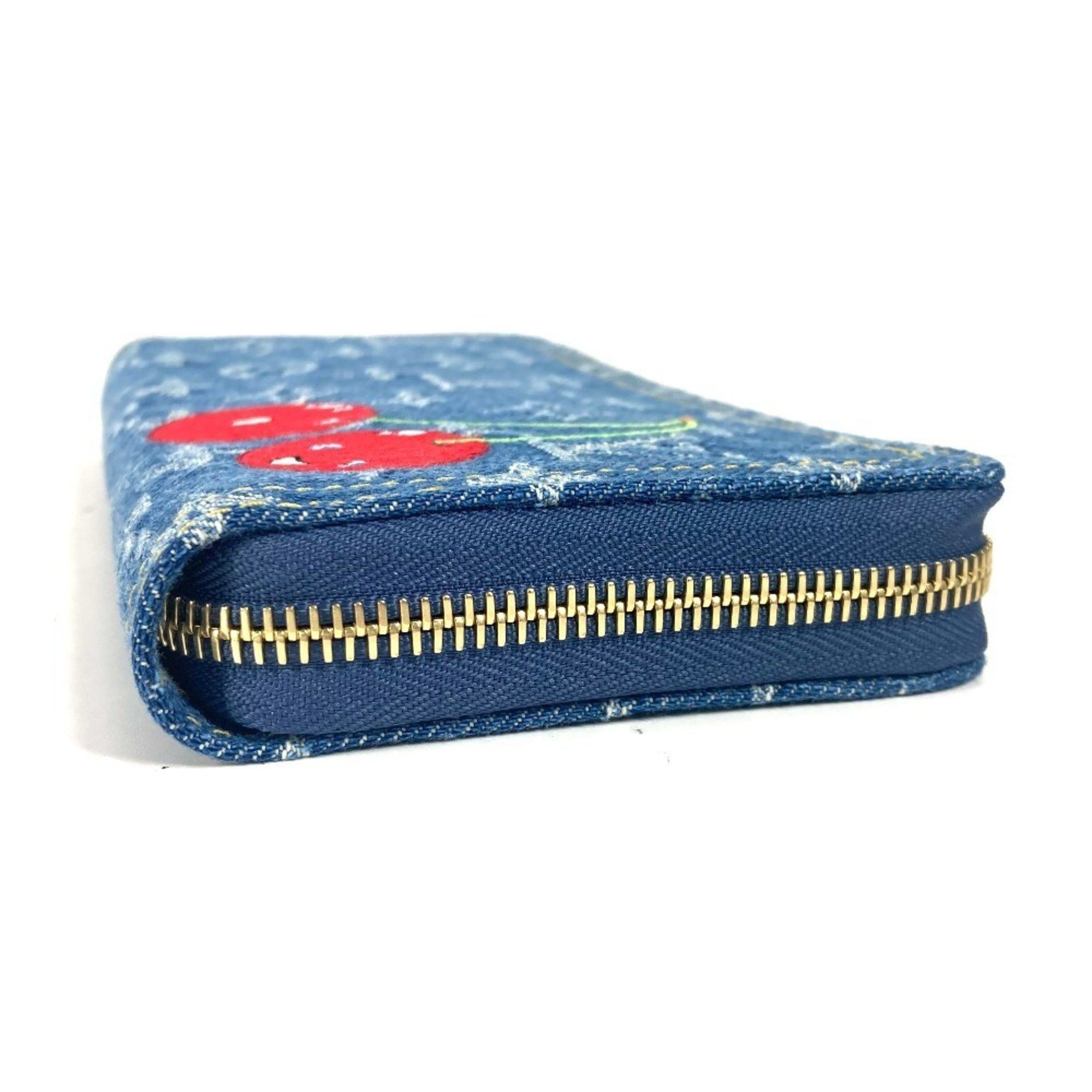 Louis Vuitton LOUIS VUITTON M23161 Takashi Murakami collaboration Monogram denim Cherry LV x TM Zippy Wallet Long wallet Round zipper Women's Blue Size ONE SIZE - 2 Thumbnail