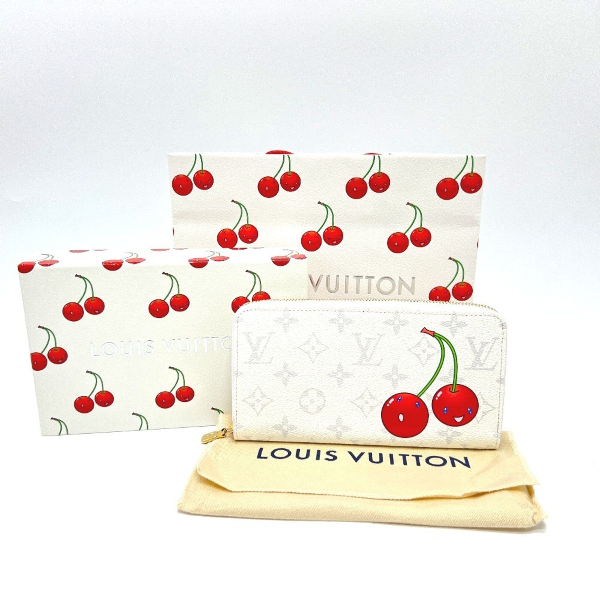 Louis Vuitton LOUIS VUITTON M14240 Takashi Murakami collaboration Monogram LV x TM Zippy Wallet Cherry Long Canvas Women's White Size ONE SIZE - 14 Thumbnail