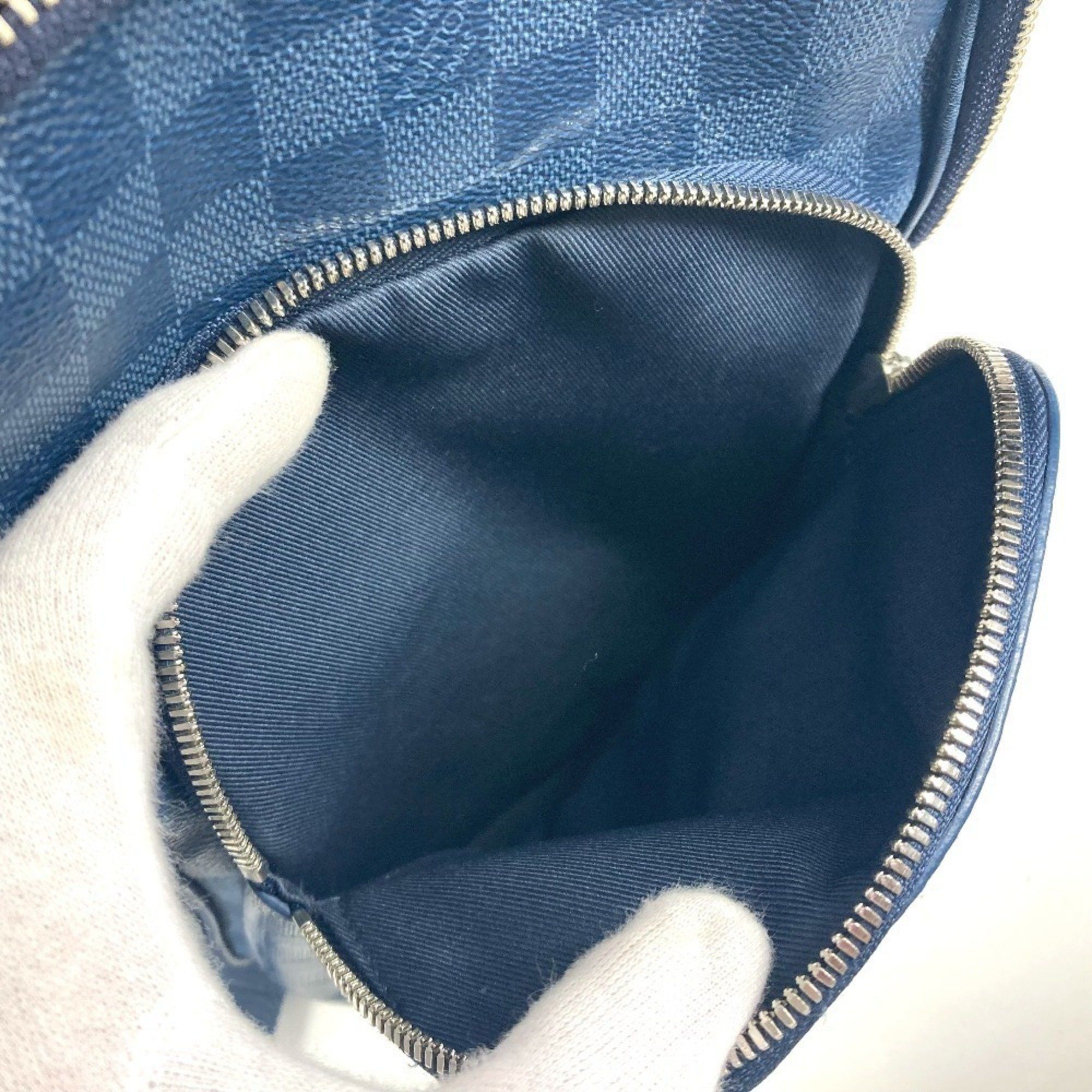LOUIS VUITTON N40439 Damier Squared Avenue Sling Bag, Belt Shoulder Cross Body Graphite Canvas, Infini Leather, Men's, Women's, Navy